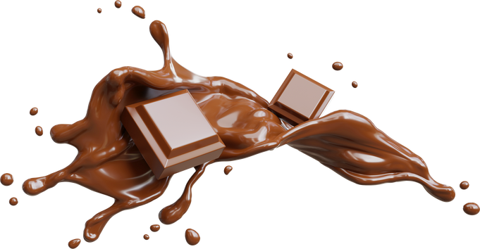 Chocolate Splashing with bar isolated